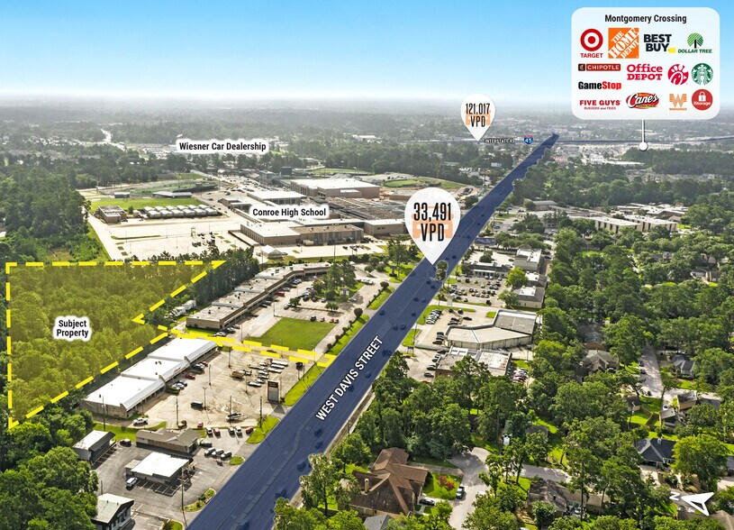 0 W Davis St, Conroe, TX à vendre - Aérien – Image 3 sur 4