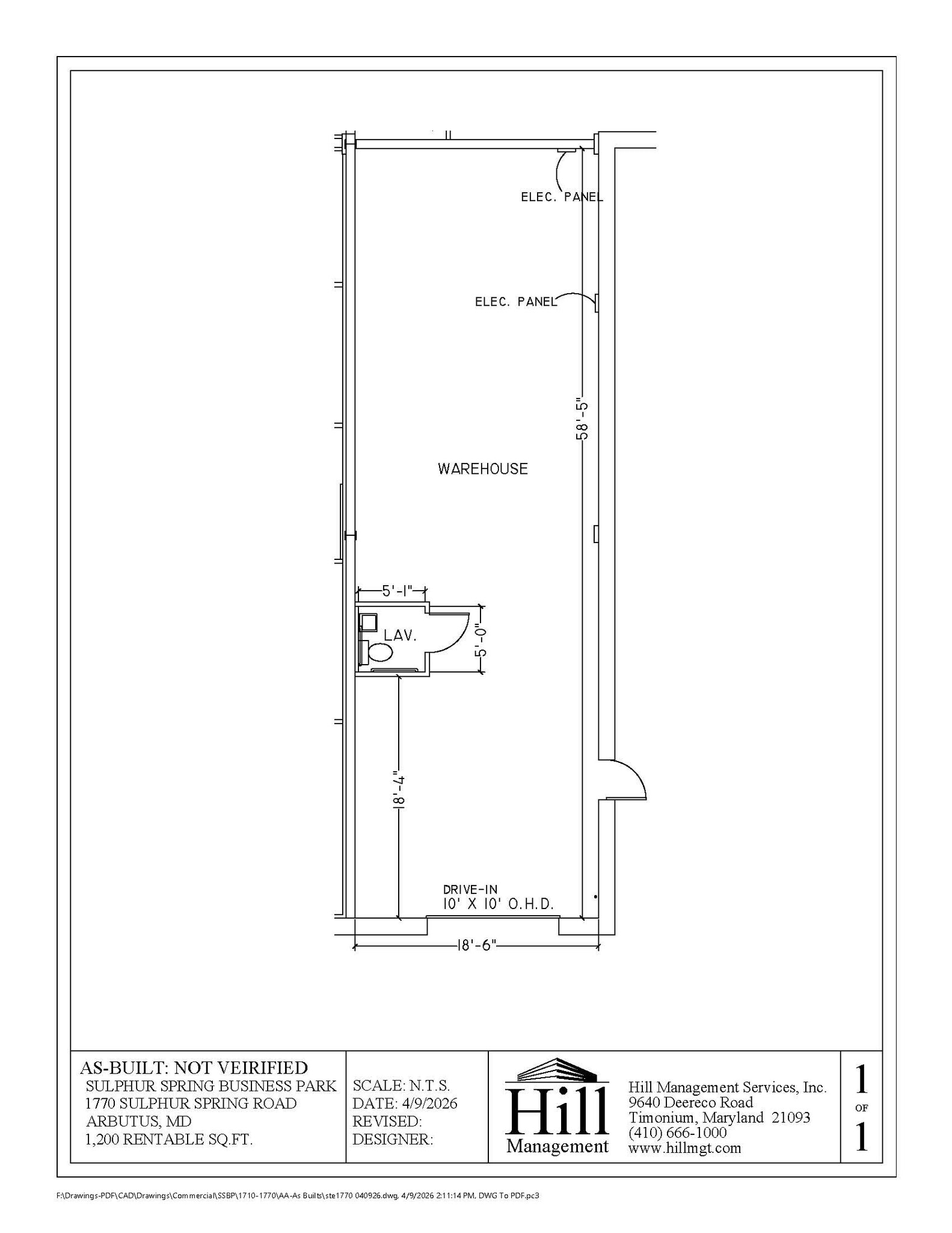 1710-1770 Sulphur Spring Rd, Arbutus, MD à louer Plan d’étage– Image 1 sur 1
