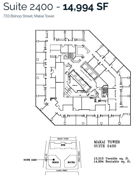 733 Bishop St, Honolulu, HI à louer Plan d’étage– Image 1 sur 1