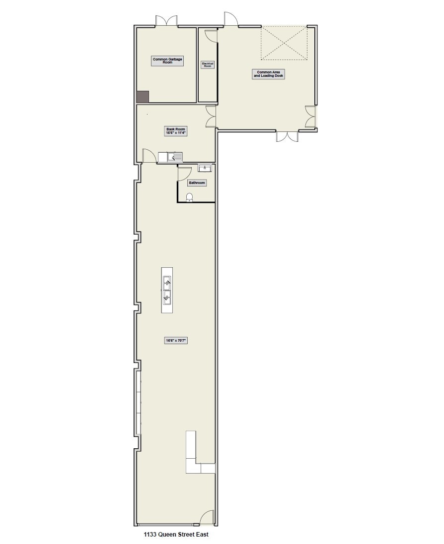 1133 Queen St E, Toronto, ON à louer Plan d’étage– Image 1 sur 1