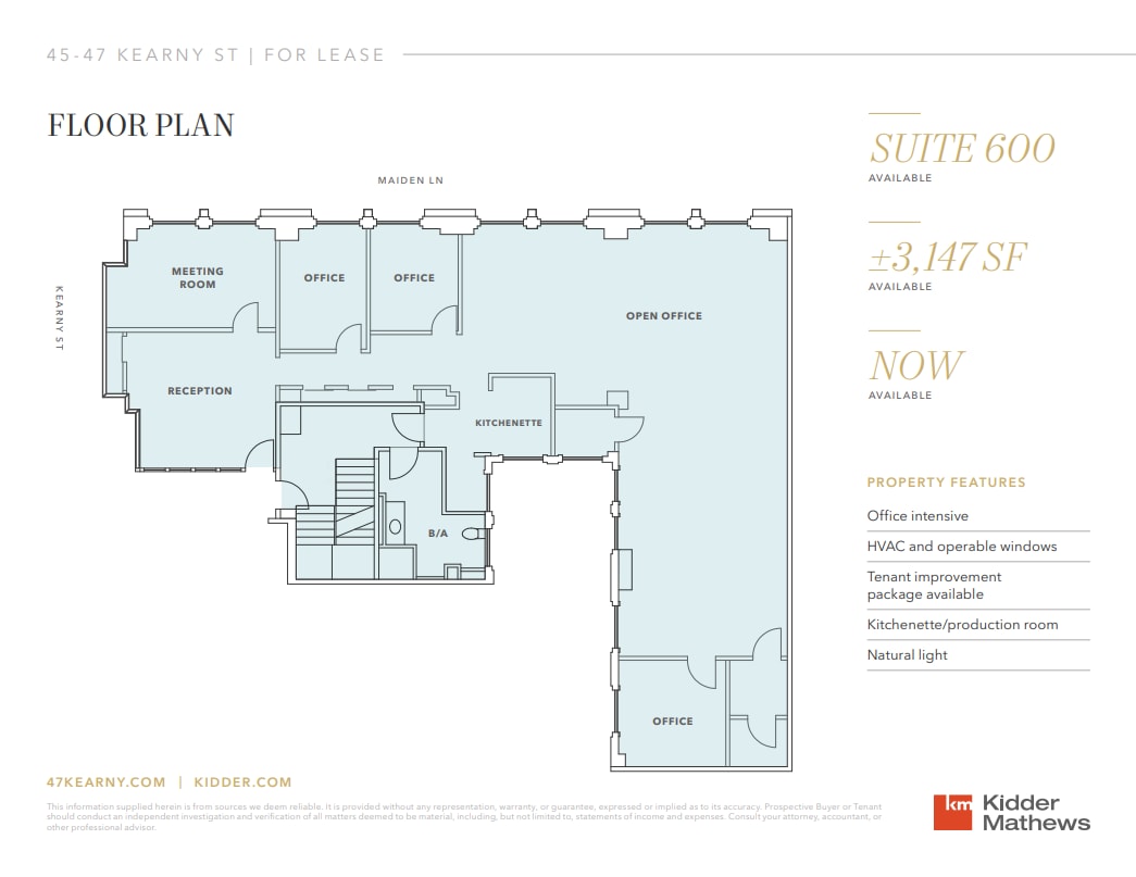 45-47 Kearny St, San Francisco, CA à louer Plan d’étage– Image 1 sur 1