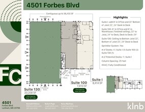 4501 Forbes Blvd, Lanham, MD à louer Plan d’étage– Image 1 sur 1