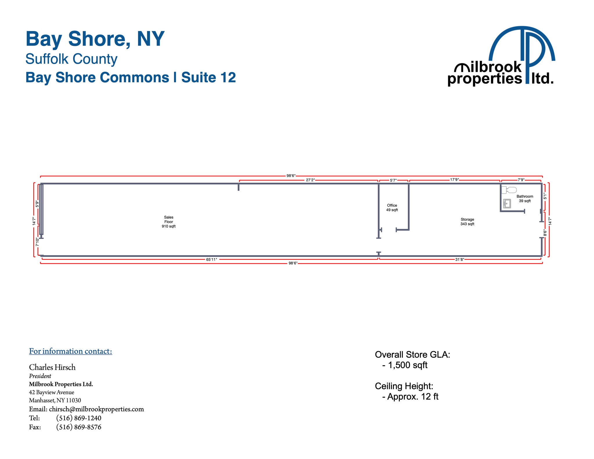 533-605 Montauk Hwy, Bay Shore, NY à louer Plan d’étage– Image 1 sur 2