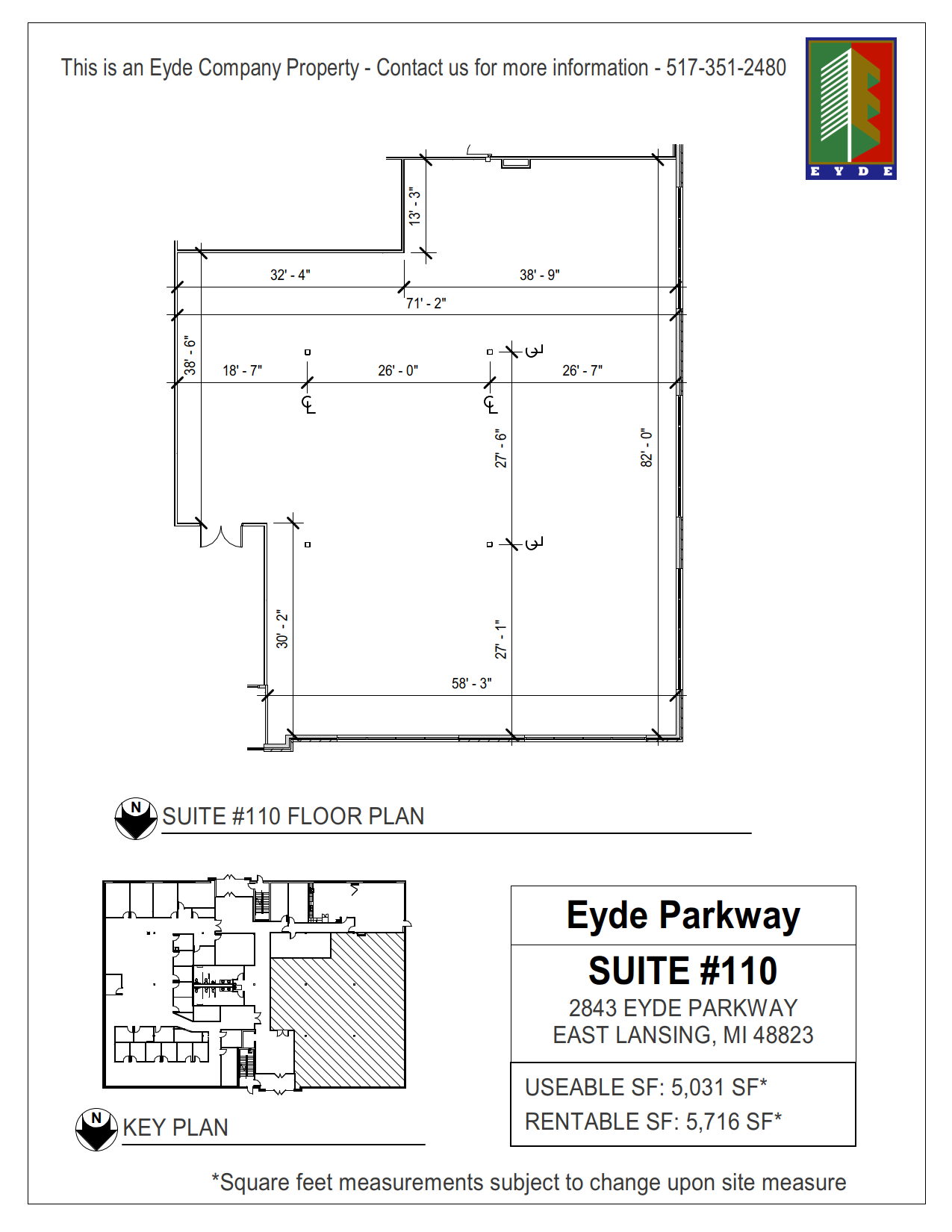 2843 Eyde Pky, East Lansing, MI à louer Plan d’étage– Image 1 sur 1