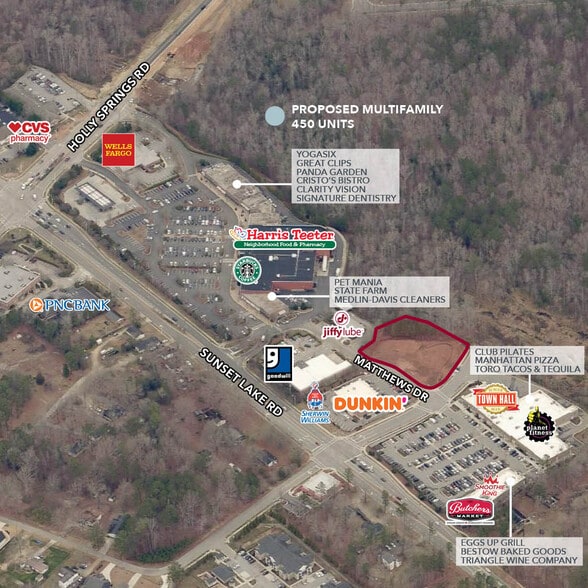 201 Matthews Dr, Holly Springs, NC à vendre - Aérien – Image 2 sur 6