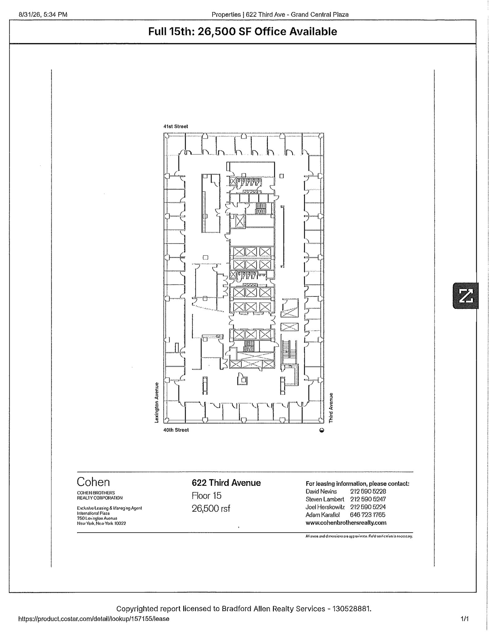 622 Third Ave, New York, NY à louer Plan de site– Image 1 sur 2