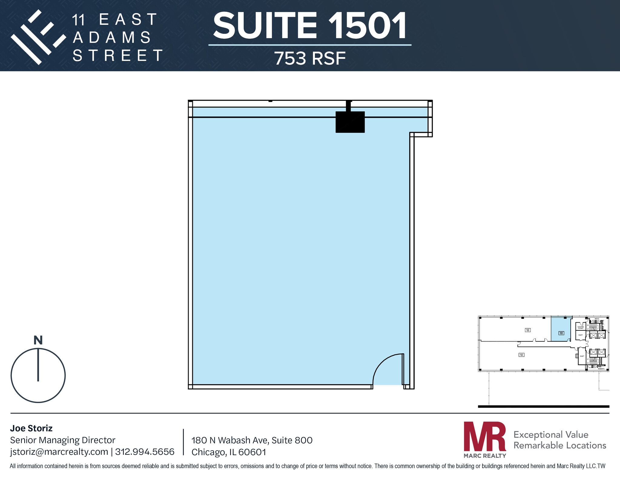11 E Adams St, Chicago, IL à louer Plan d’étage– Image 1 sur 1