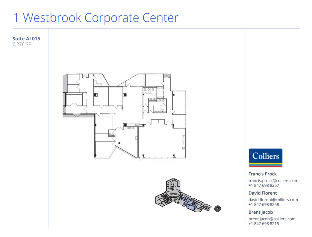 1 Westbrook Corporate Ctr, Westchester, IL à louer Plan d’étage– Image 1 sur 1
