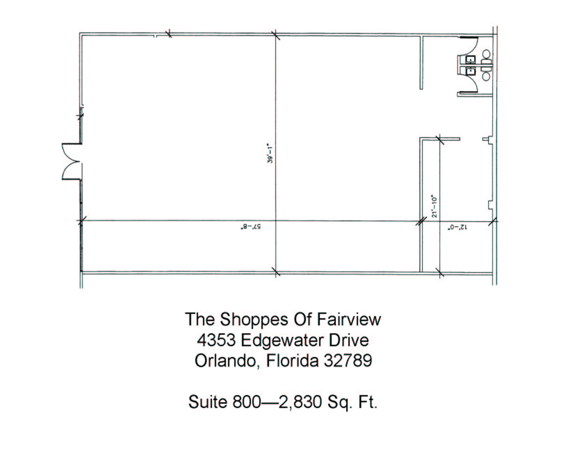 4353 Edgewater Dr, Orlando, FL à louer Plan d’étage– Image 1 sur 2