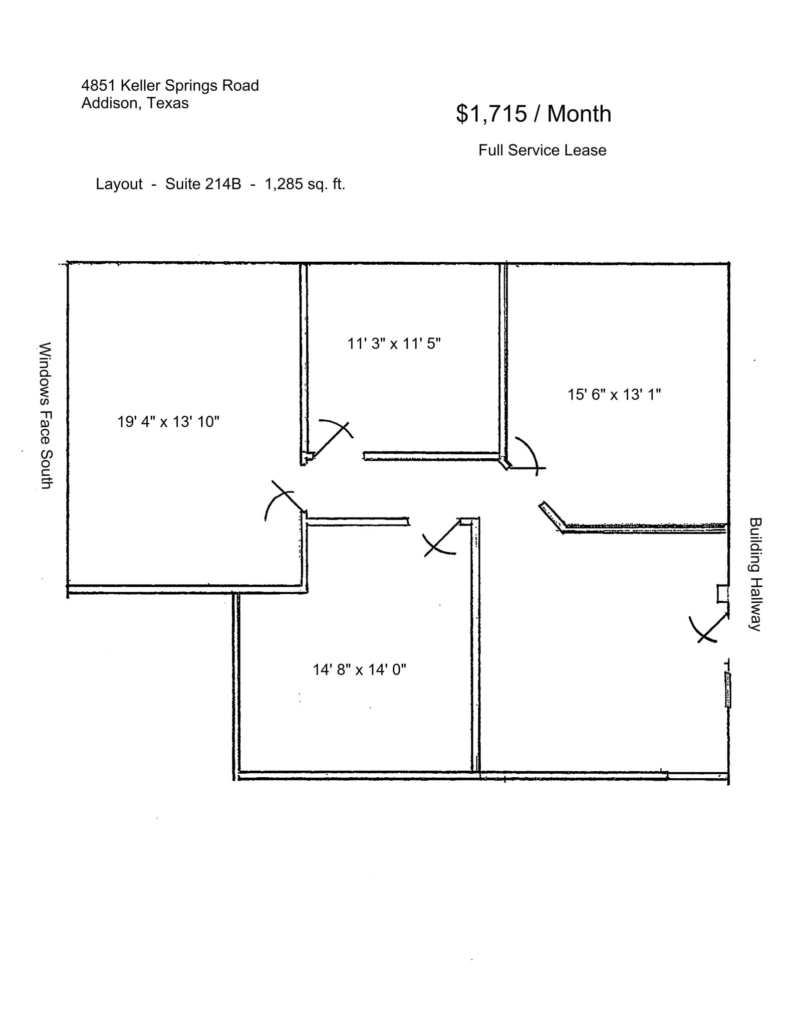 4851 Keller Springs Rd, Addison, TX à louer Plan d’étage– Image 1 sur 1