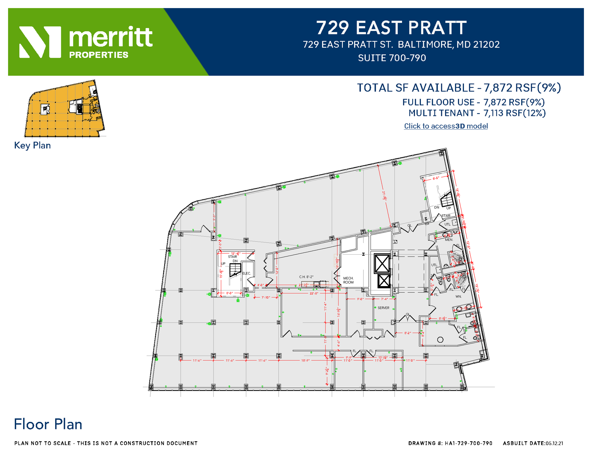 729 E Pratt St, Baltimore, MD à louer Plan d’étage– Image 1 sur 1