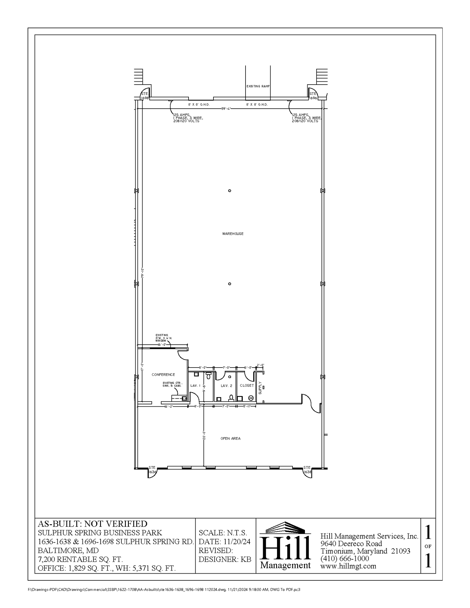 1622-1708 Sulphur Spring Rd, Arbutus, MD à louer Plan d’étage– Image 1 sur 1