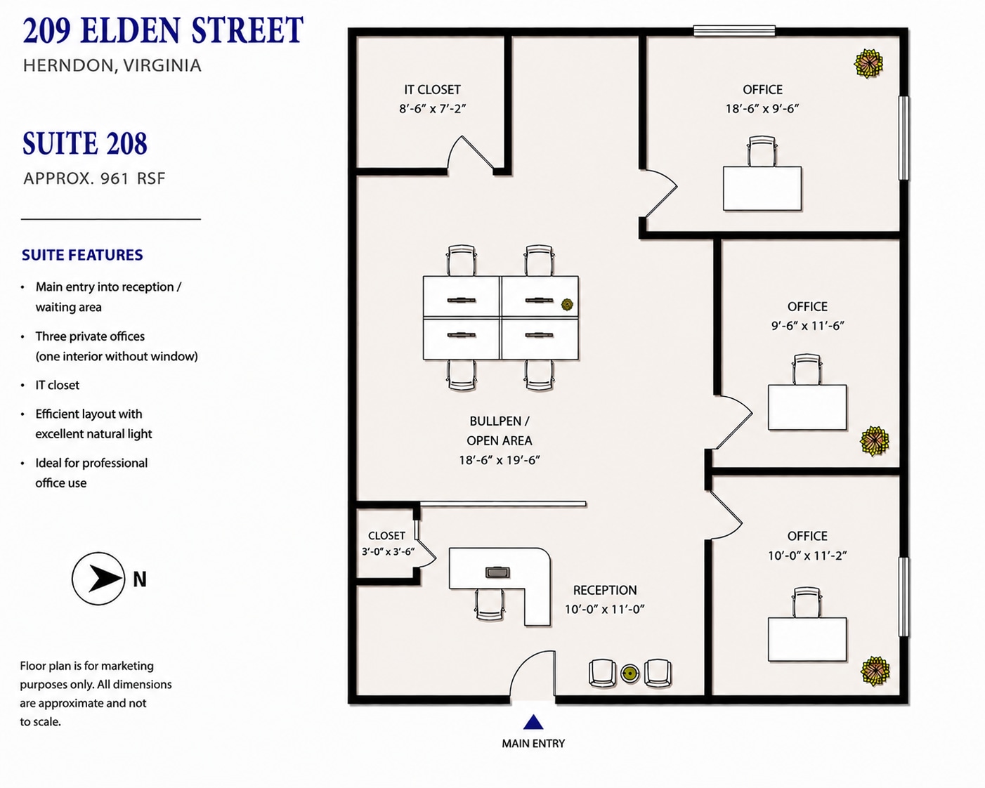 209 Elden St, Herndon, VA à louer Plan d’étage– Image 1 sur 10