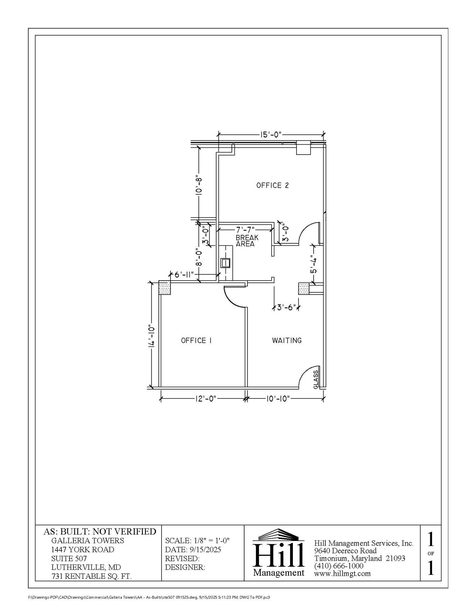 1447 York Rd, Lutherville, MD à louer Plan d’étage– Image 1 sur 1