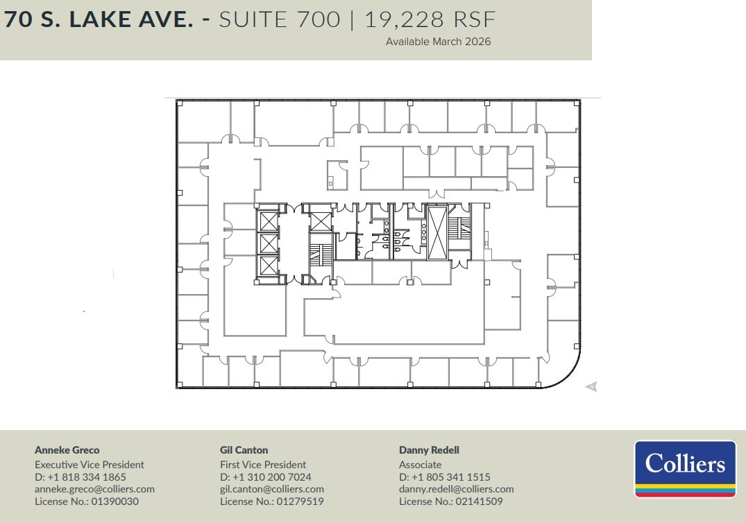 70 S Lake Ave, Pasadena, CA à louer Plan d’étage– Image 1 sur 1