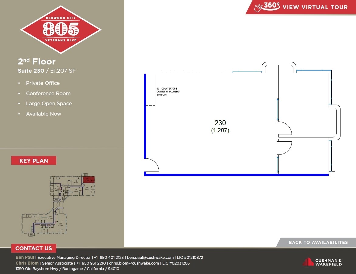 805 Veterans Blvd, Redwood City, CA à louer Plan d’étage– Image 1 sur 1