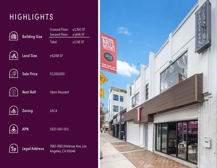 7661-7663 Melrose Ave, Los Angeles, CA à vendre - Photo de l’immeuble – Image 2 sur 11