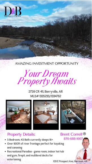 Plus de détails pour 2759 County Road 411, Berryville, AR - Spécialisé à vendre