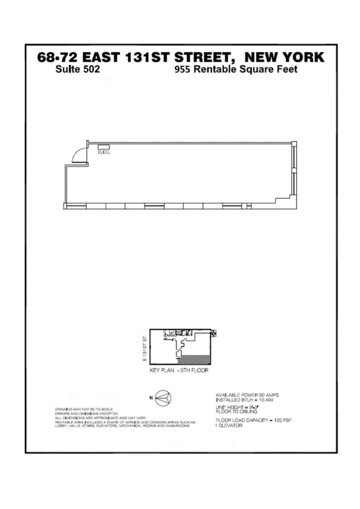 68 E 131st St, New York, NY à louer Plan d’étage– Image 1 sur 4