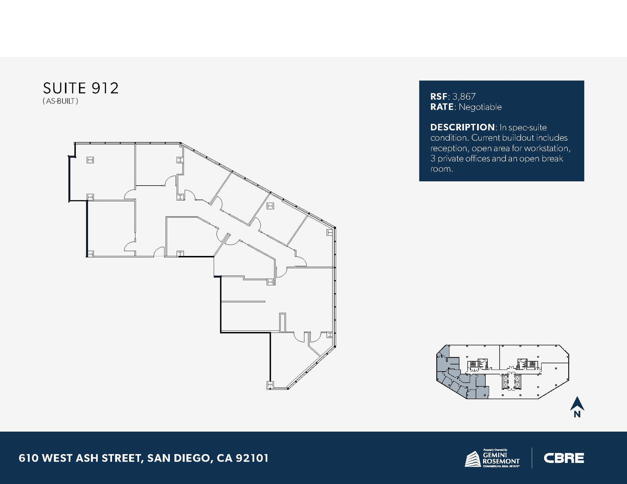 610 W Ash St, San Diego, CA à louer Plan d’étage– Image 1 sur 1