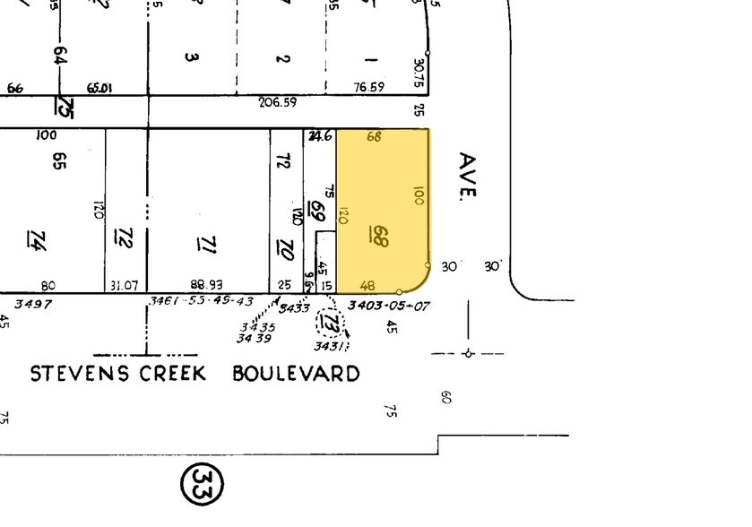 3403-3405 Stevens Creek Blvd, San Jose, CA à louer - Plan cadastral – Image 2 sur 3