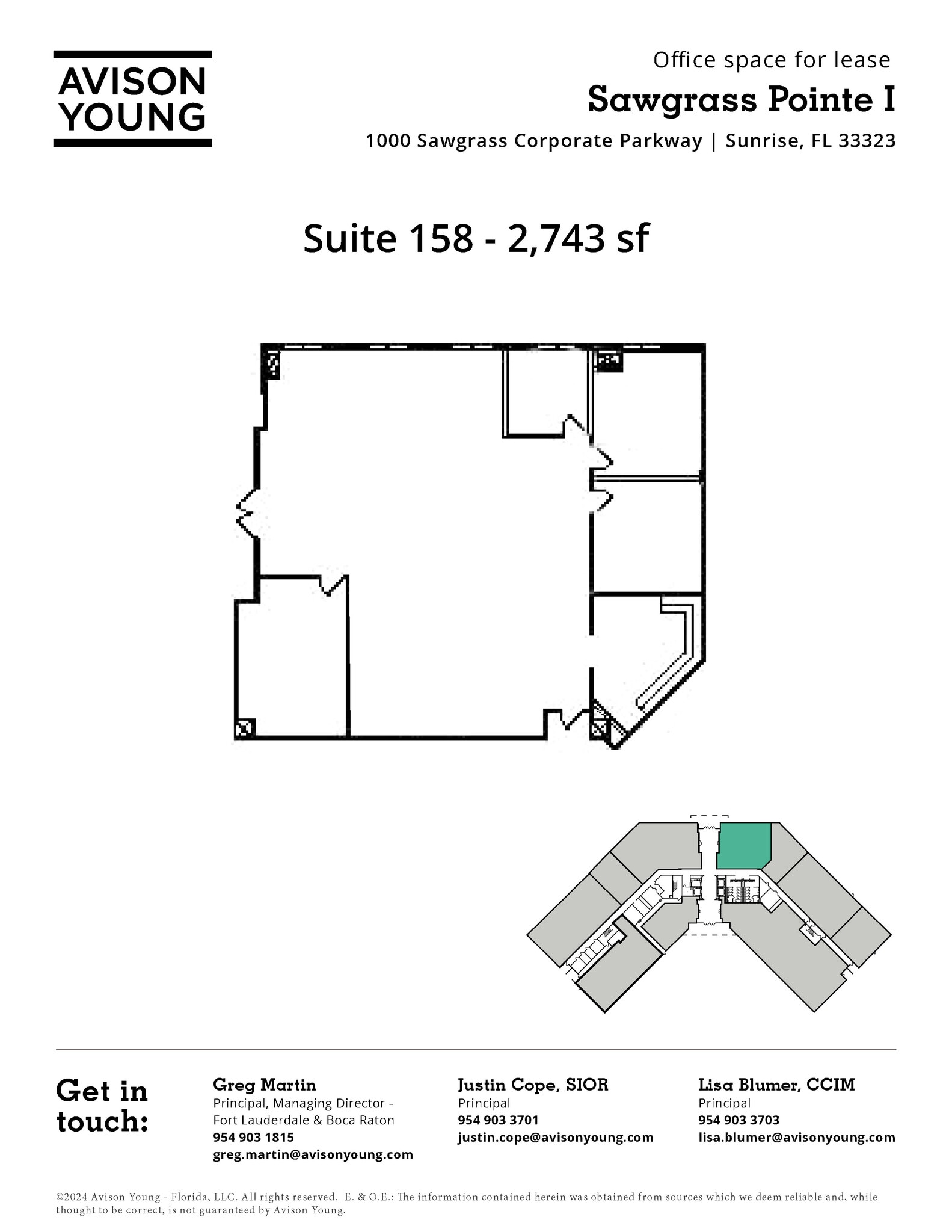 1000 Sawgrass Corporate Pkwy, Sunrise, FL à louer Plan d’étage– Image 1 sur 1