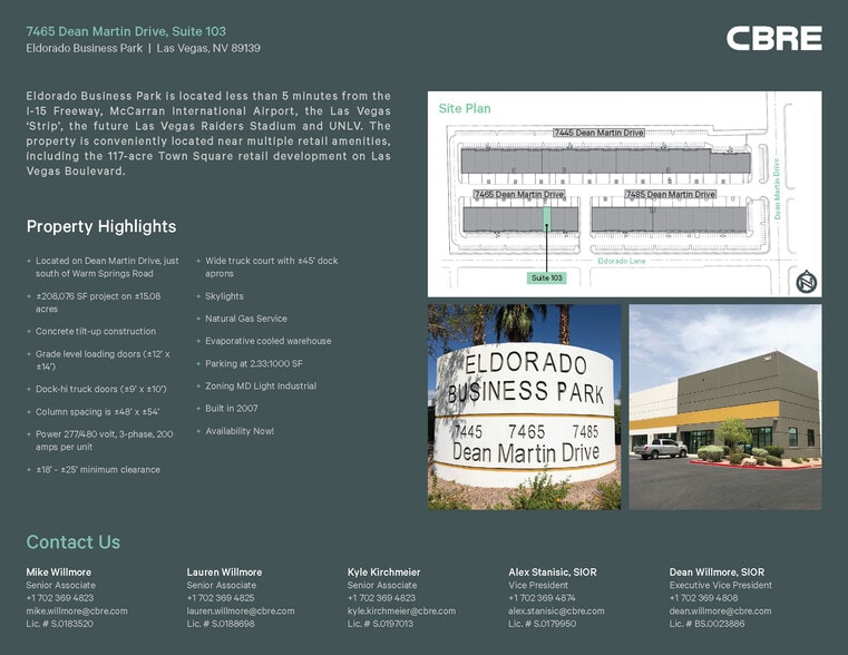 7465 Dean Martin Dr, Las Vegas, NV à louer - Plan de site – Image 2 sur 6