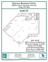 6000 Campus Circle Dr W, Irving, TX à louer Plan d’étage– Image 1 sur 2