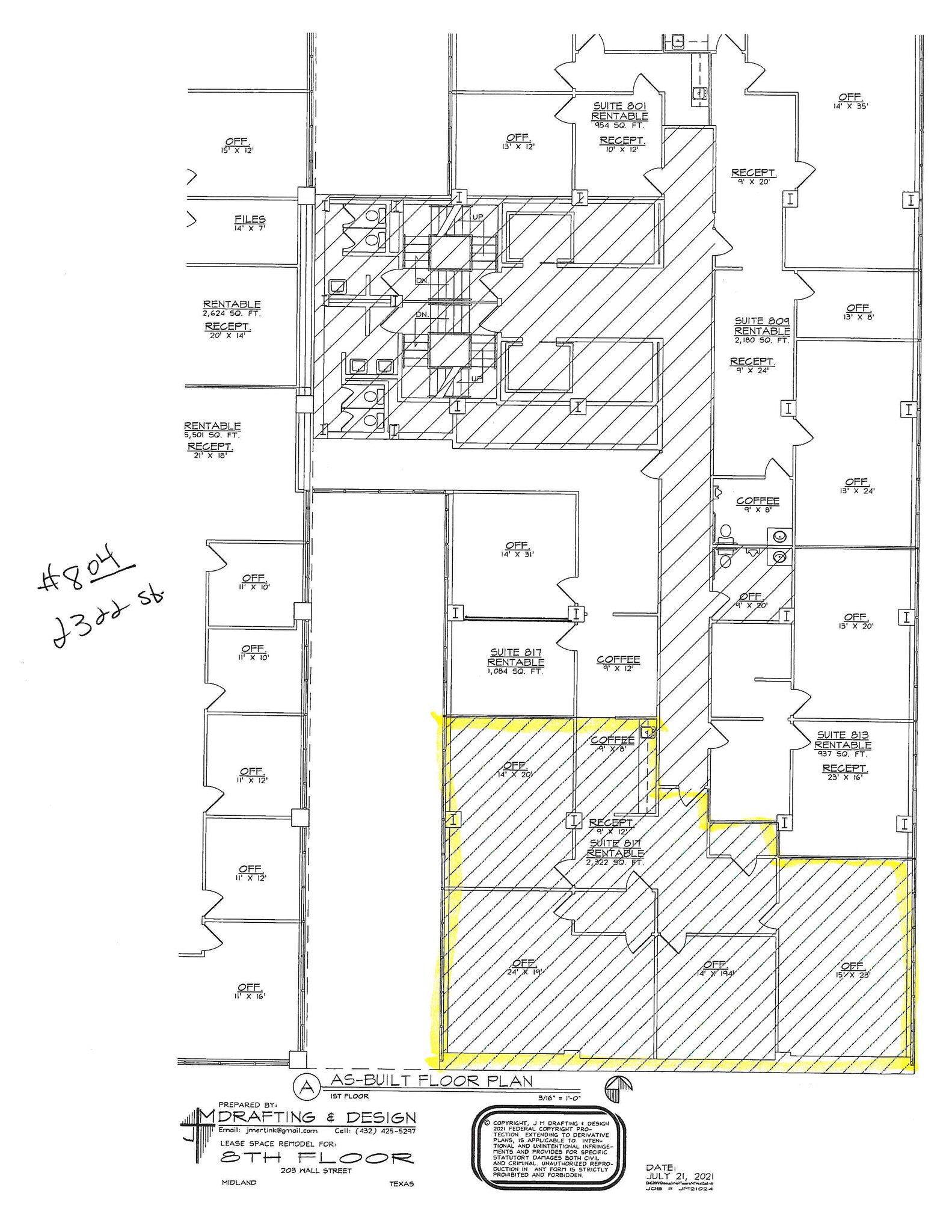 201-203 W Wall St, Midland, TX à louer Plan d’étage– Image 1 sur 10