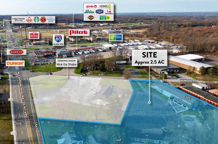 1250 N Canfield Niles Rd, Youngstown, OH à vendre - Aérien – Image 2 sur 3
