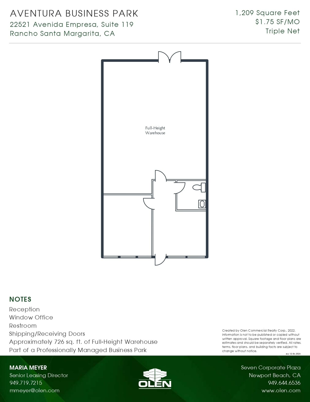 22521 Avenida Empresa, Rancho Santa Margarita, CA à louer Plan d’étage– Image 1 sur 1