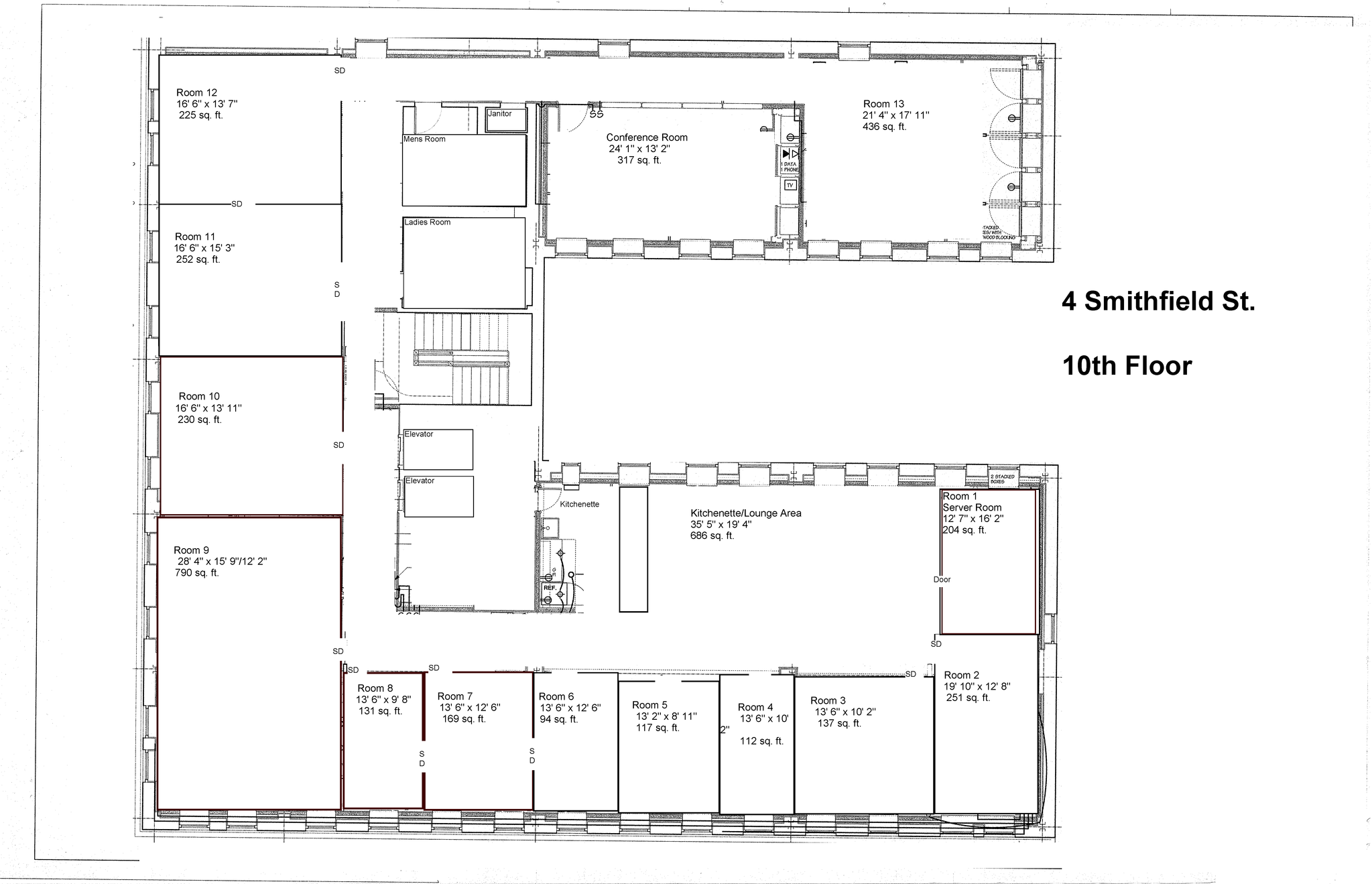 4-6 Smithfield St, Pittsburgh, PA à louer Plan d’étage– Image 1 sur 12