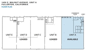 1450 E Walnut Ave, Fullerton, CA à louer Plan d’étage– Image 1 sur 1