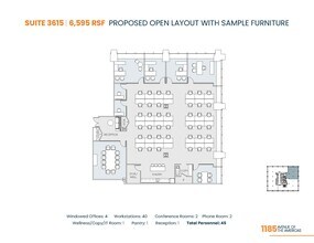 1185 Avenue of the Americas, New York, NY à louer Plan d’étage– Image 2 sur 2