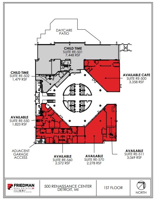 500 Renaissance Ctr, Detroit, MI à louer Plan d’étage– Image 1 sur 1