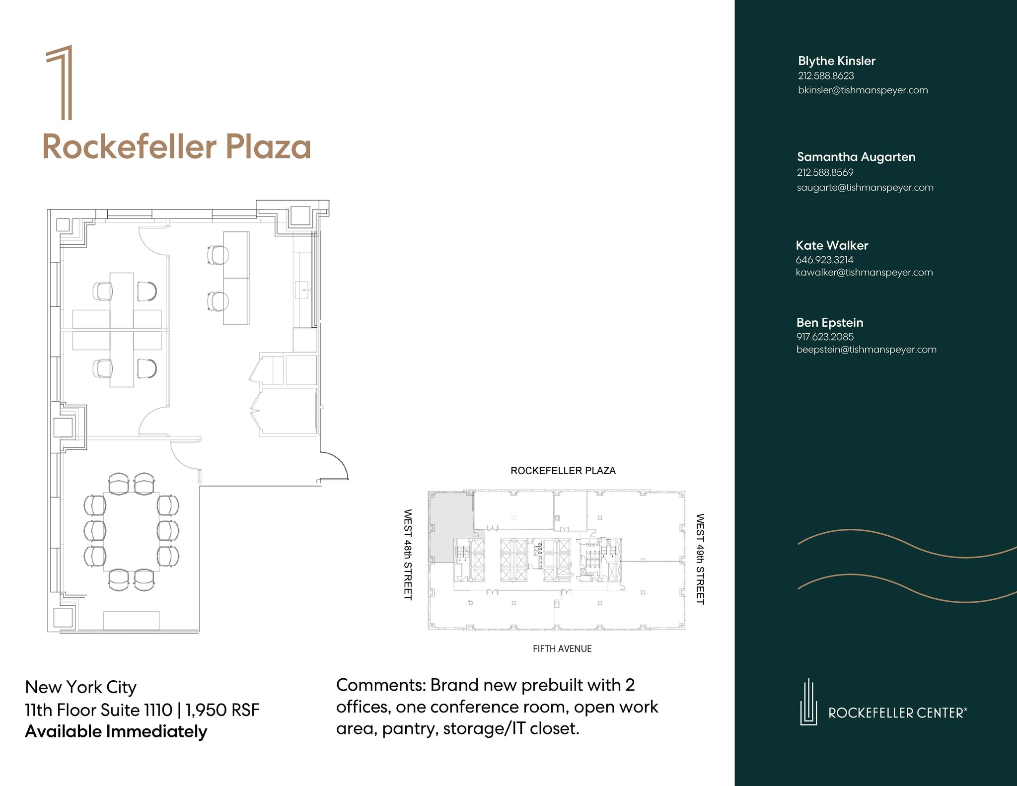1 Rockefeller Plaza, New York, NY à louer Plan d’étage– Image 1 sur 10
