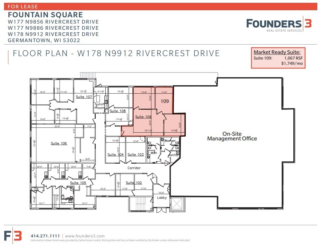 W177N9856-W178 N9912 Rivercrest Dr, Germantown, WI à louer Plan d’étage– Image 1 sur 1