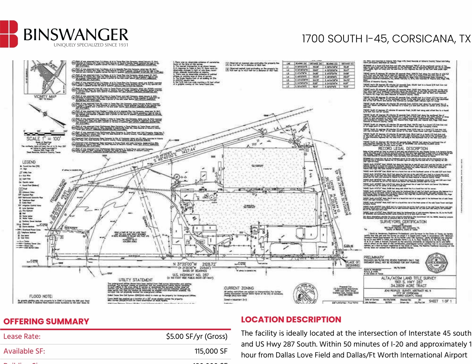 1700 South I-45, Corsicana, TX à louer Plan de site– Image 1 sur 8