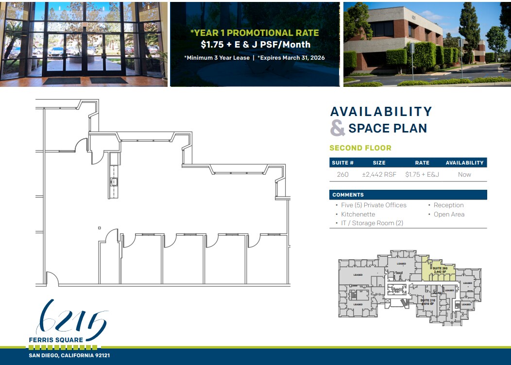 6215 Ferris Sq, San Diego, CA à louer Plan d’étage– Image 1 sur 1