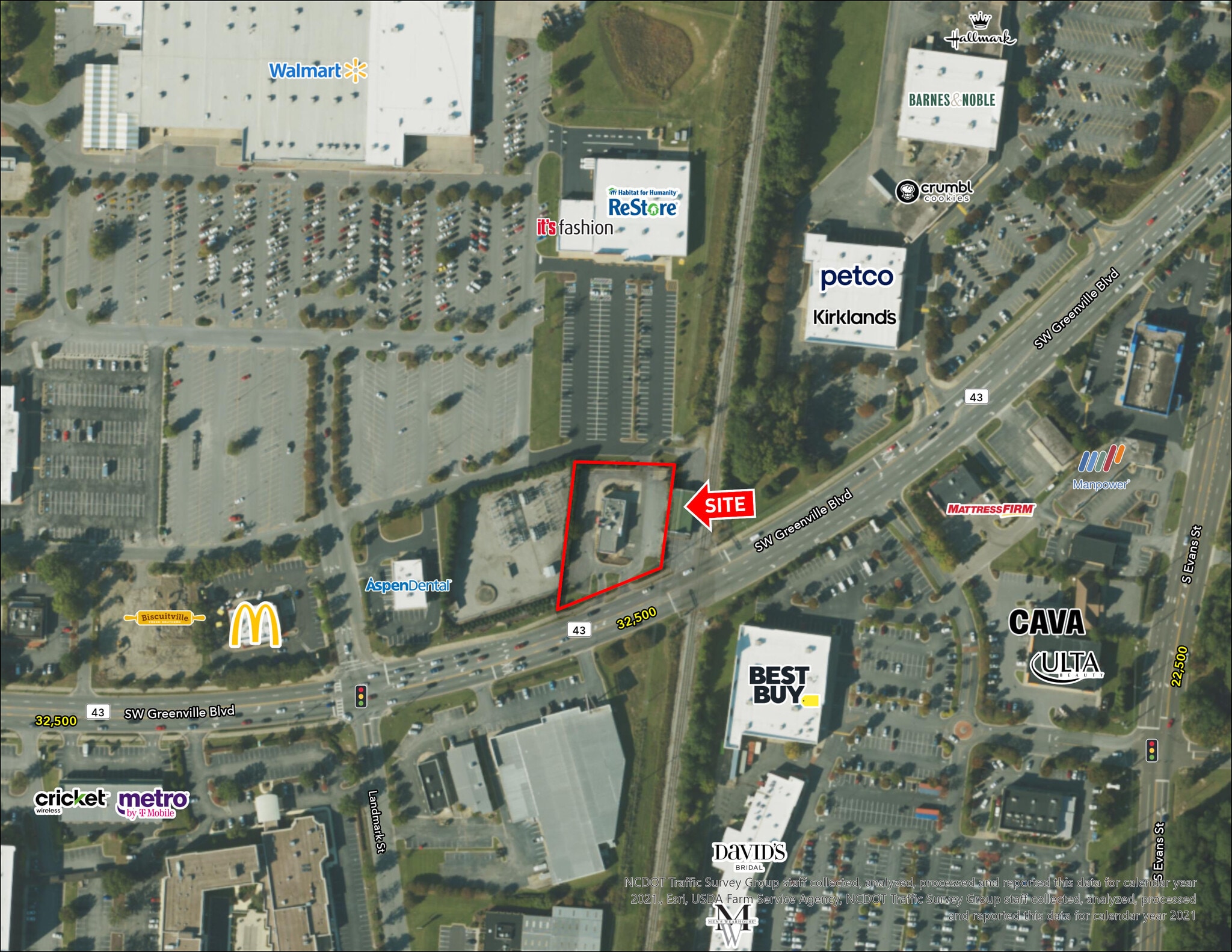 128 Greenville Blvd SW, Greenville, NC à louer Aérien– Image 1 sur 3