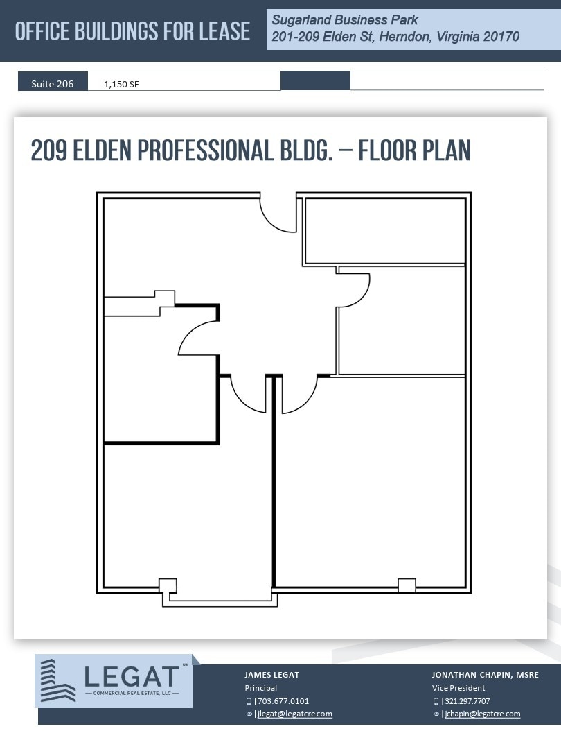 209 Elden St, Herndon, VA à louer Plan d’étage– Image 1 sur 1