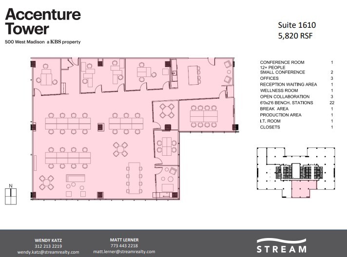 500 W Madison St, Chicago, IL à louer Plan d’étage– Image 1 sur 1