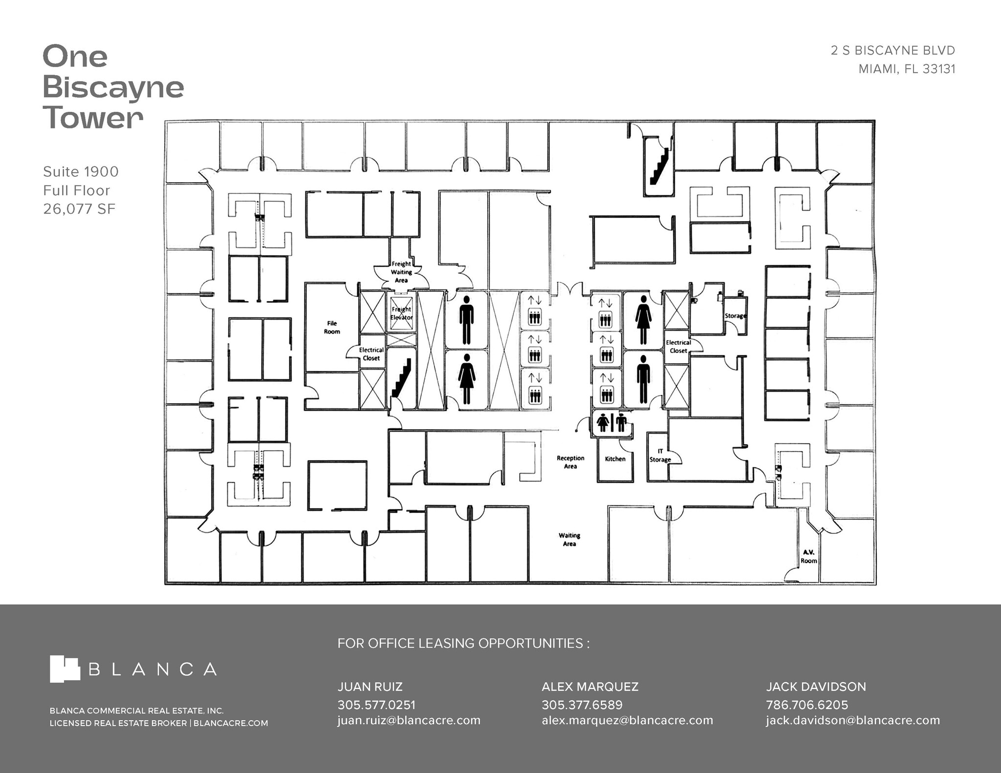 2 S Biscayne Blvd, Miami, FL à louer Plan d’étage– Image 1 sur 1