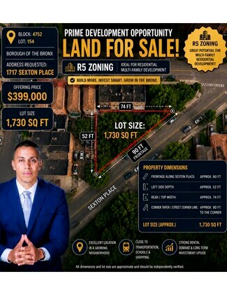 Plus de détails pour 1717 Sexton Place, Bronx, NY - Terrain à vendre