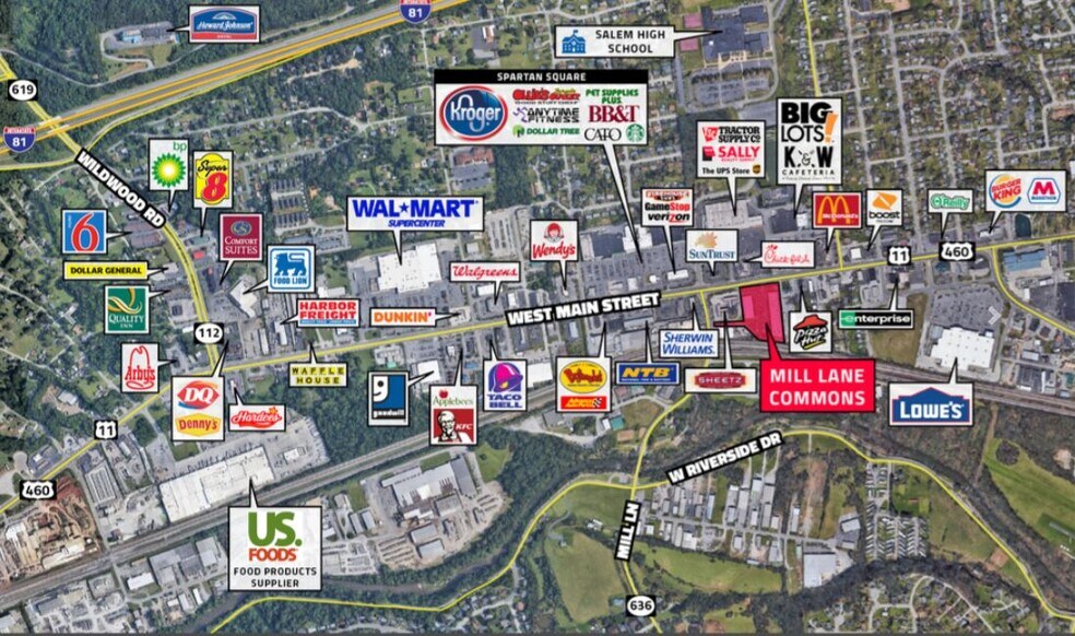 1300-1338 W Main St, Salem, VA à louer - Aérien – Image 3 sur 3