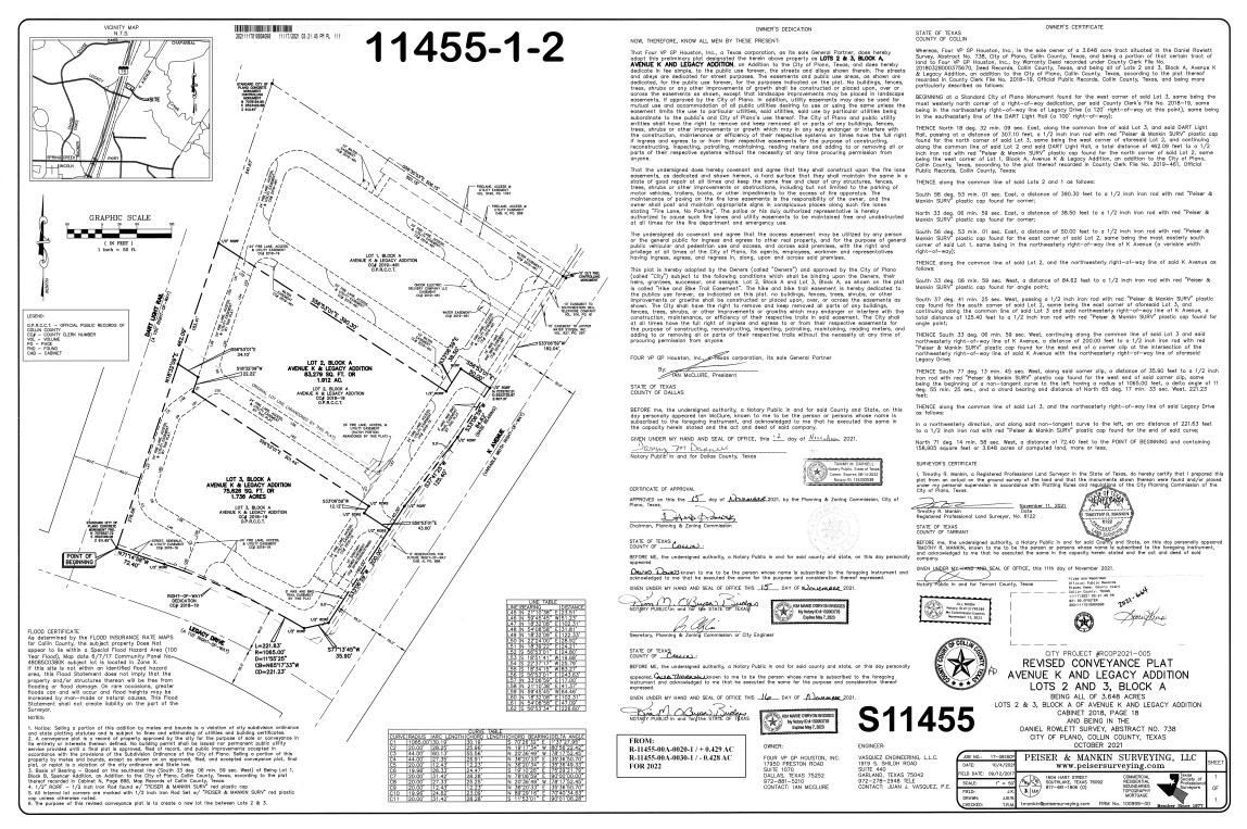 NEQ Legacy Dr & K Ave, Plano, TX à vendre Plan cadastral– Image 1 sur 2