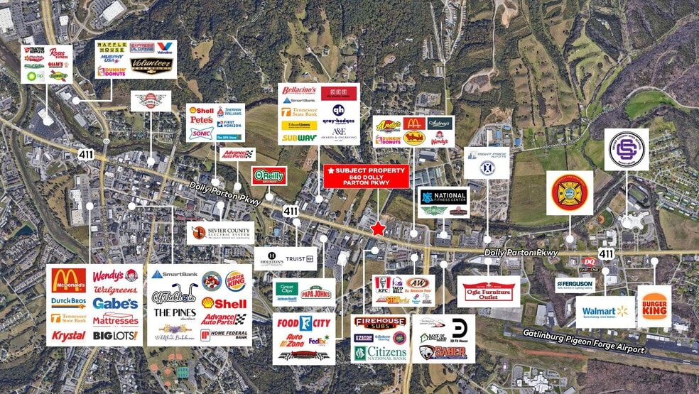 840 Dolly Parton Pkwy, Sevierville, TN à vendre - Aérien – Image 3 sur 8