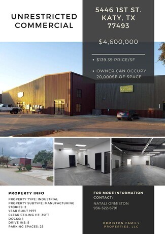 Plus de détails pour 5446 1st St, Katy, TX - Industriel/Logistique à louer