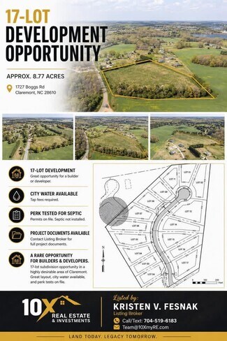 Plus de détails pour 1727 Boggs rd, Claremont, NC - Terrain à vendre
