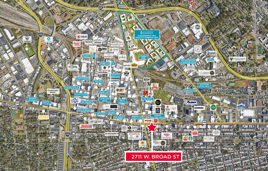 2707-2711 W Broad St, Richmond, VA à louer - Aérien – Image 2 sur 2